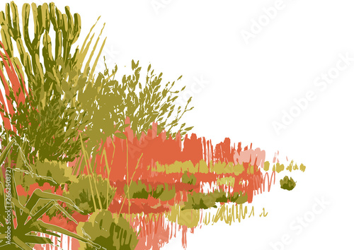Abstract graphic steppe view in calm colors