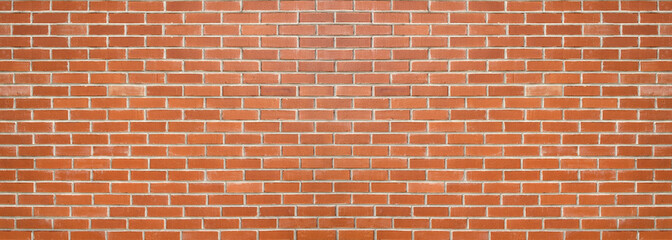 Poster Bakstenen muur Rode baksteen panorama achtergrond  © jamesteoh.art