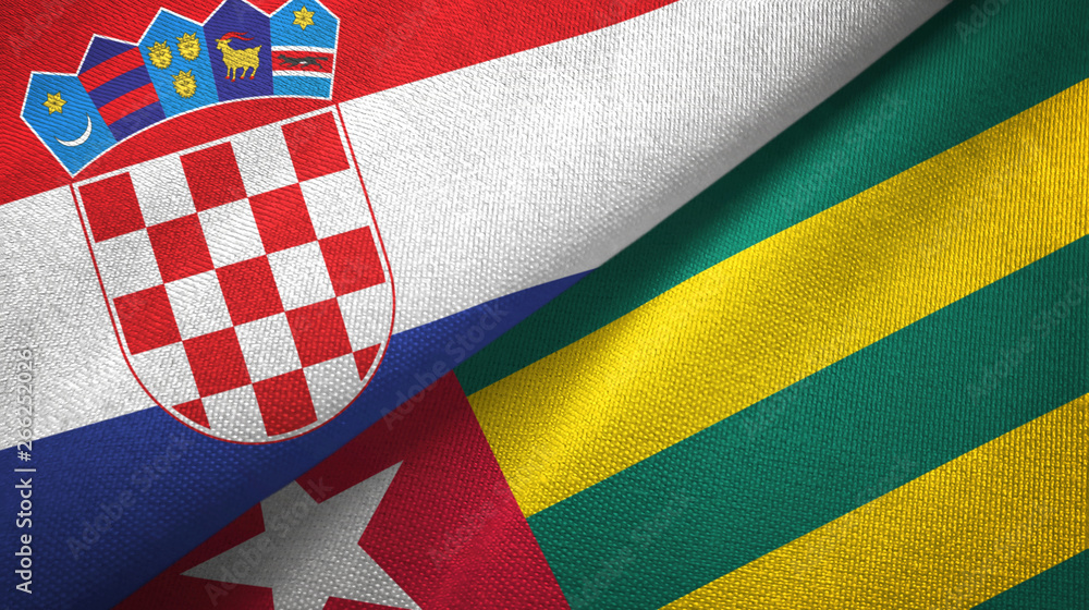 Croatia and Togo two flags textile cloth, fabric texture Croatia and Togo two flags textile cloth, fabric texture