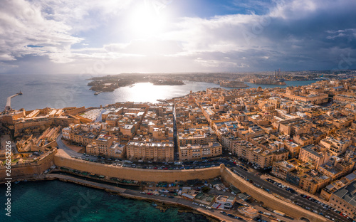 City of Valletta, capital of Malta, aerial view, island in Mediterranean sea photo