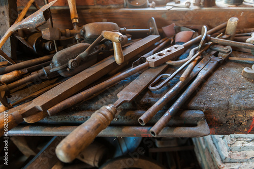 Tools on a locksmith workbench