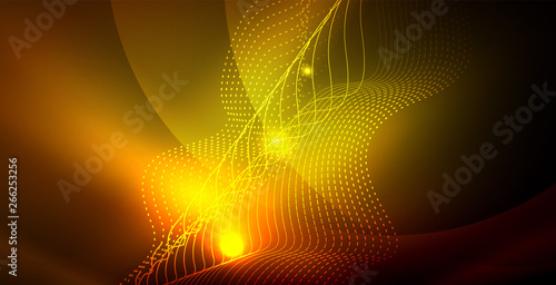 Color neon lights with waves abstract background