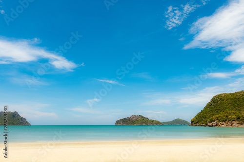 The sea of beautiful tropical beaches with calm skies Sea view and sand beach  summer travel background