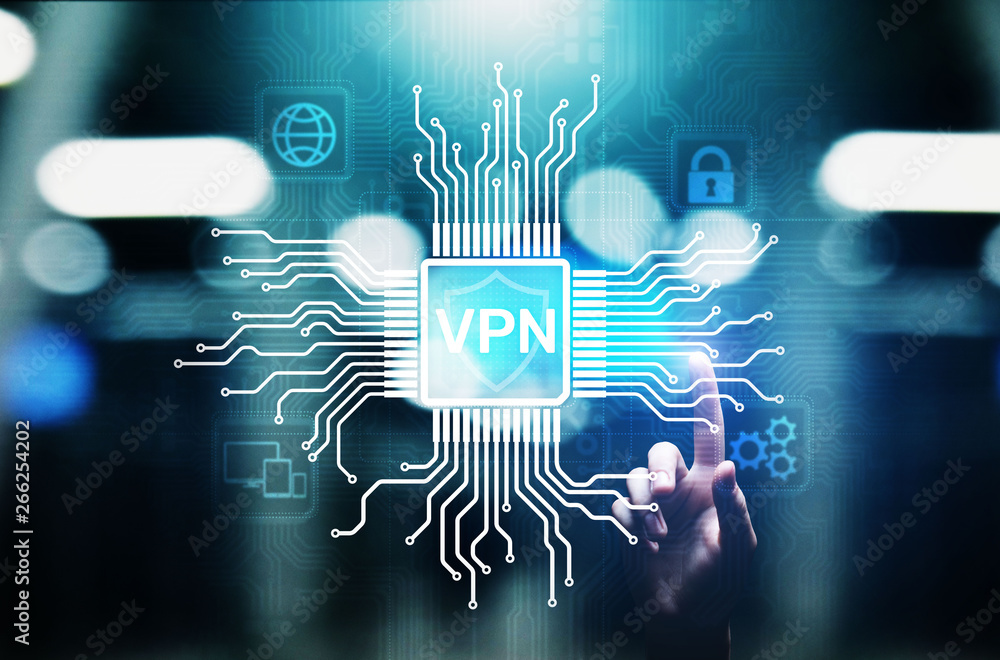 VPN virtual private network internet access security ssl proxy anonymizer  technology concept button on virtual screen. Stock Photo | Adobe Stock