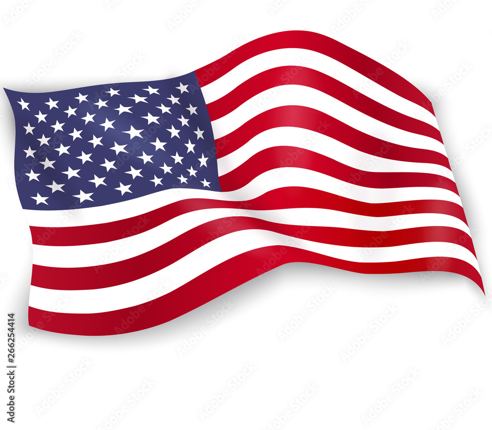 United States of America flag isolated on white background. USA star-spangled banner. Memorial Day. 4th of july. Independence day. Waving flag design for poster, flyer, card. Vector illustration United States of America flag isolated on white background. USA star-spangled banner. Memorial Day. 4th of july. Independence day. Waving flag design for poster, flyer, card. Vector illustration