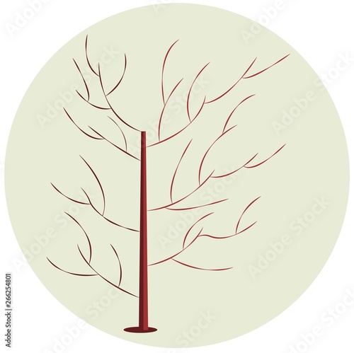 Red minimalistic tree silhouette on green background
