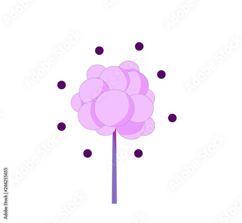 Single purple tree on a white background with circles