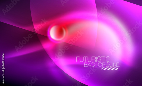 Vector glowing neon circles abstract background