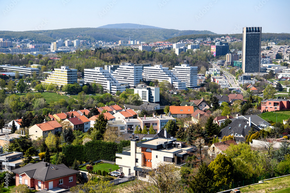 View of the building of  Bratislava Technical University  in a sunny, spring day. Bratislava, Slovakia. April 2019