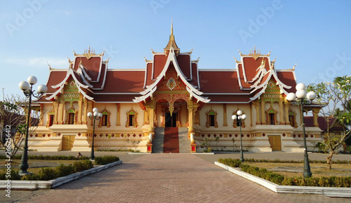 Vientiane Capital: 01 May 2019, famous temple on Buddhist convention in Vientiane called "Hor Dhammasabha", Laos