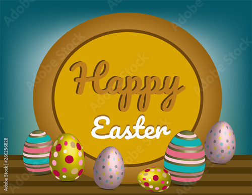 Happy easter day with eggs