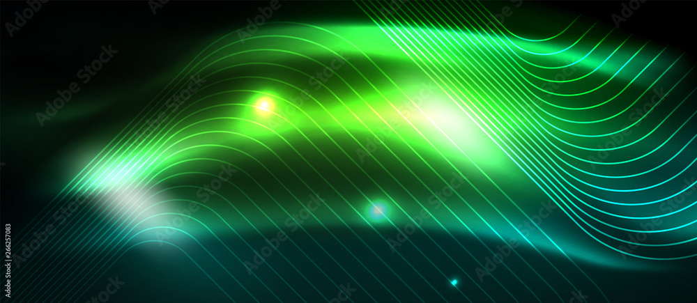 Dark background with neon glowing elements, shiny motion concept Dark background with neon glowing elements, shiny motion concept