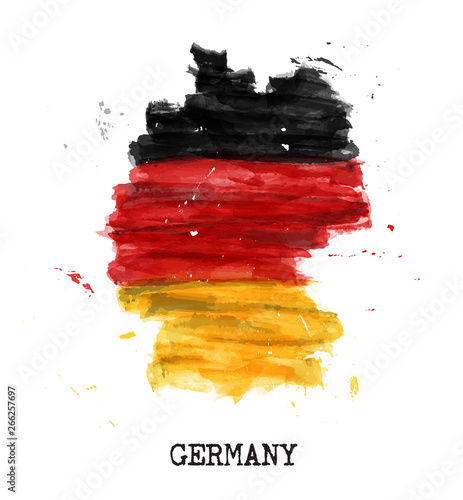 Germany flag watercolor painting design . Country map shape . Sports team and german unity day concept ( 3 October ) . Vector