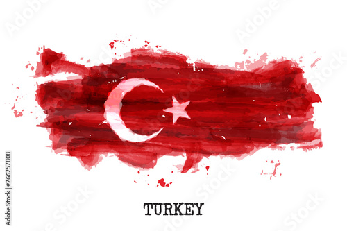 Fotografie, Obraz Turkey flag watercolor painting design