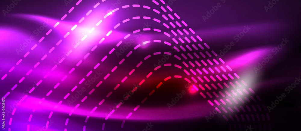 Neon glowing techno lines, hi-tech futuristic abstract background template with square shapes Neon glowing techno lines, hi-tech futuristic abstract background template with square shapes
