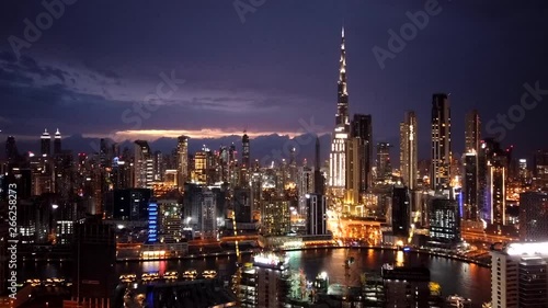 Wallpaper Mural Panning time lapse of Downtown Dubai with Burj Khalifa the tallest tower in the world in the center Torontodigital.ca