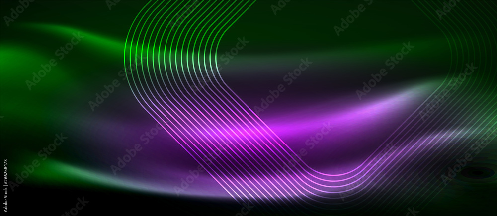 Dark background with neon glowing elements, shiny motion concept Dark background with neon glowing elements, shiny motion concept