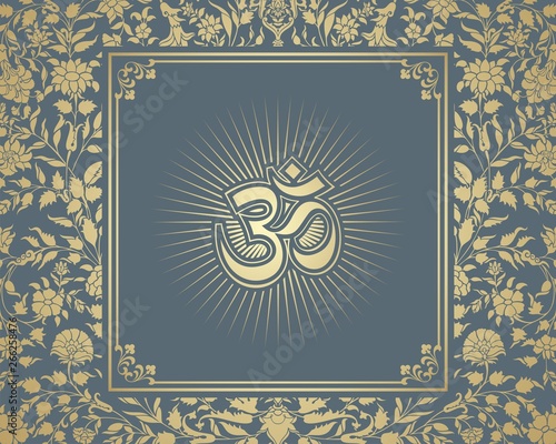aum syllable, paisley design ,Hinduism, India	