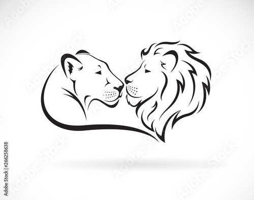 Male lion and female lion design on white background. Wild Animals. Lion logo or icon. Easy editable layered vector illustration.
