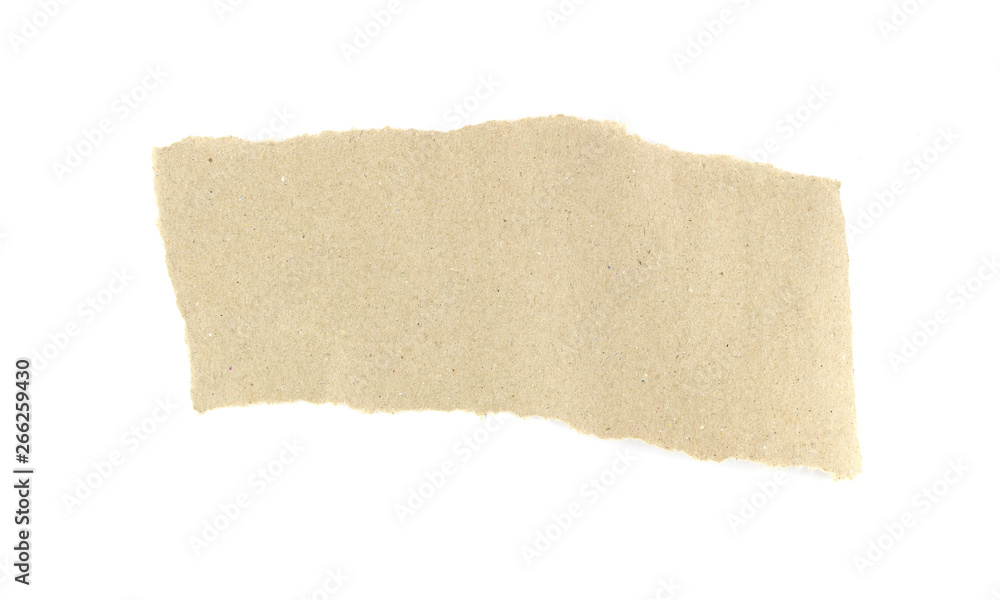 Recycled brown torn or ripped pieces of paper craft stick on a white background Recycled brown torn or ripped pieces of paper craft stick on a white background