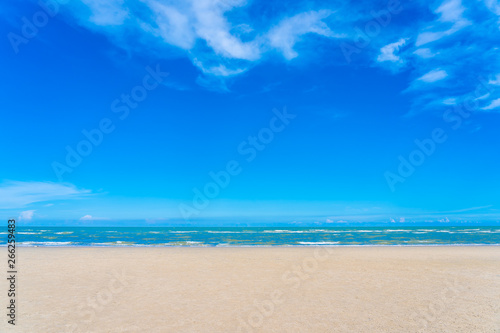 Beautiful tropical nature landscape of beach sea and ocean with white cloud blue sky