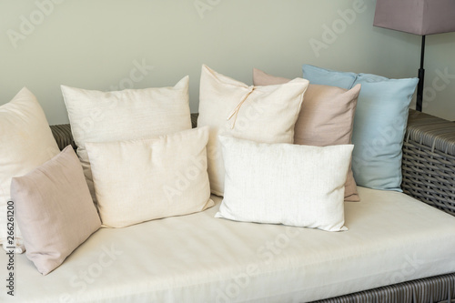 Beautiful luxury comfortable pillow on sofa furniture decoration