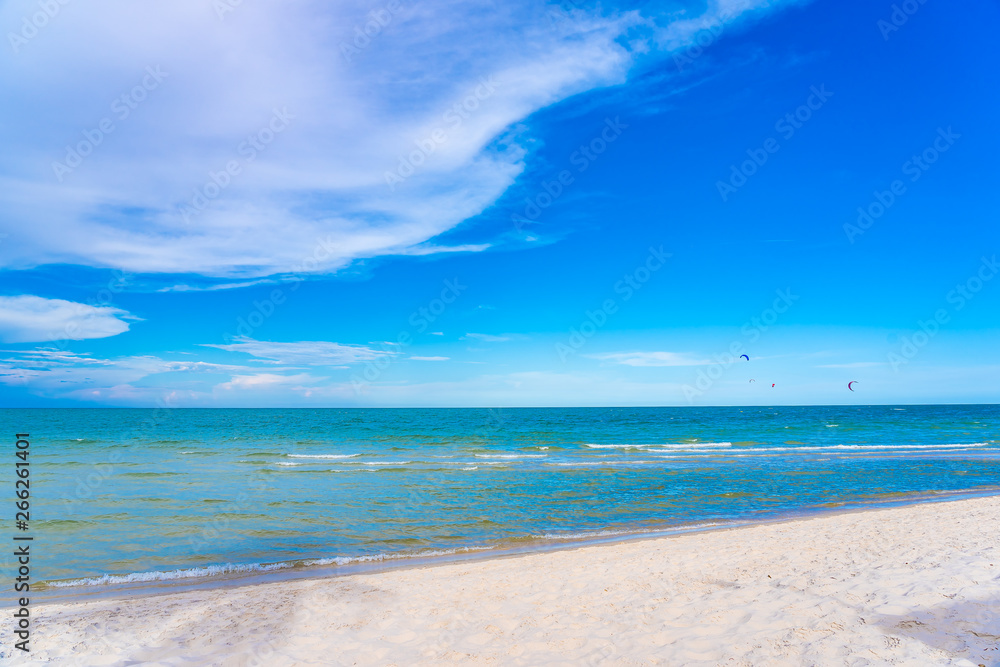 Beautiful outdoor nature landscape with tropical beach sea and ocean in hua hin