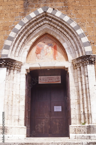 Entrance door of San Domenico church  Orvieto  Italy