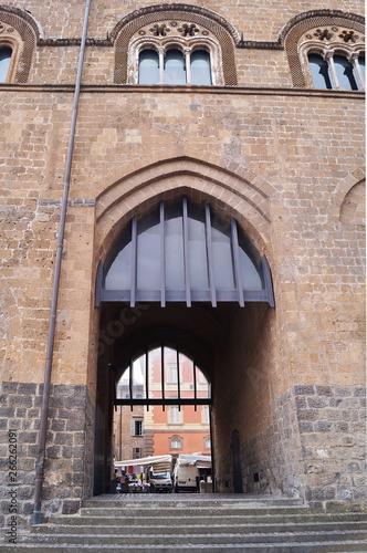 Entrance door of Popolo Palace, Orvieto, Italy