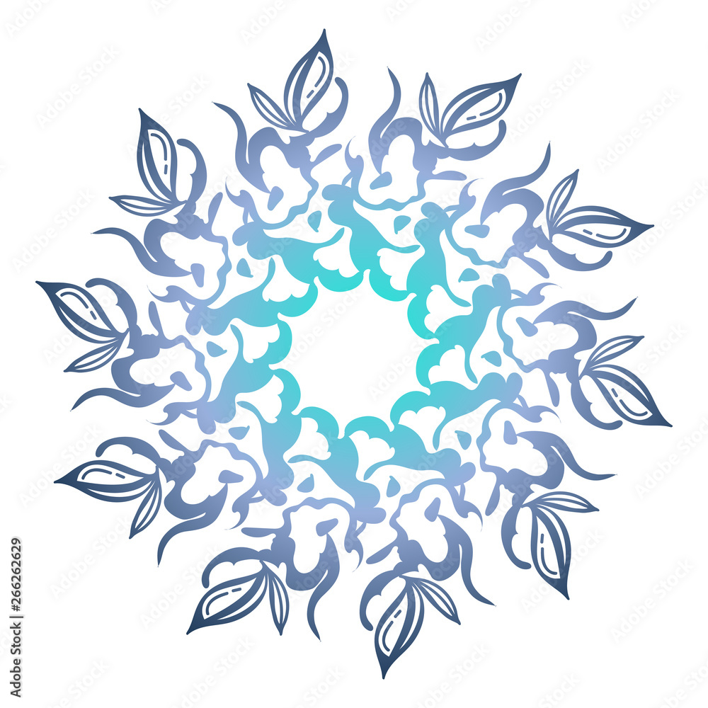 Vector abstract Floral Background. Hand Drawn Ornament with Floral Wreath. Template for Greeting Card. background with gradient circle frame or mandala