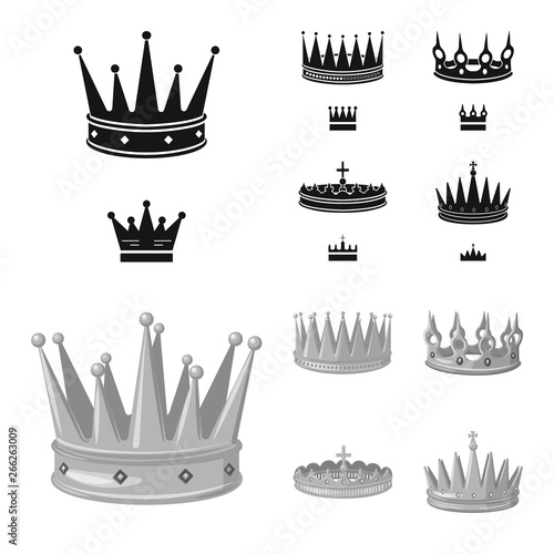 Vector illustration of medieval and nobility logo. Collection of medieval and monarchy stock vector illustration.