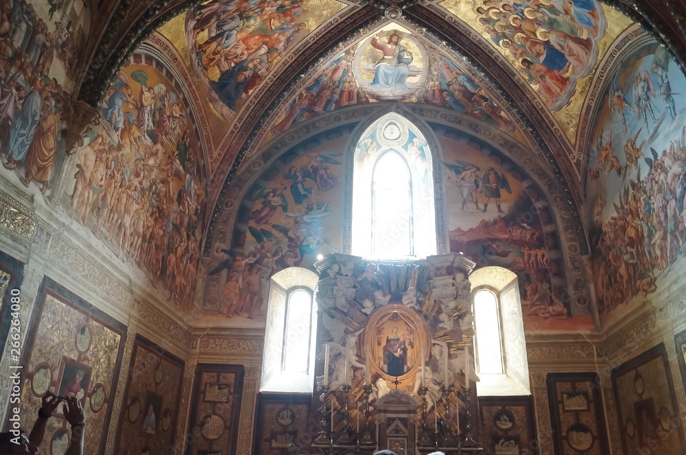Frescoes inside the cathedral of Orvieto, Italy