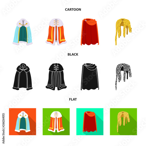 Vector illustration of material and clothing sign. Collection of material and garment stock symbol for web.