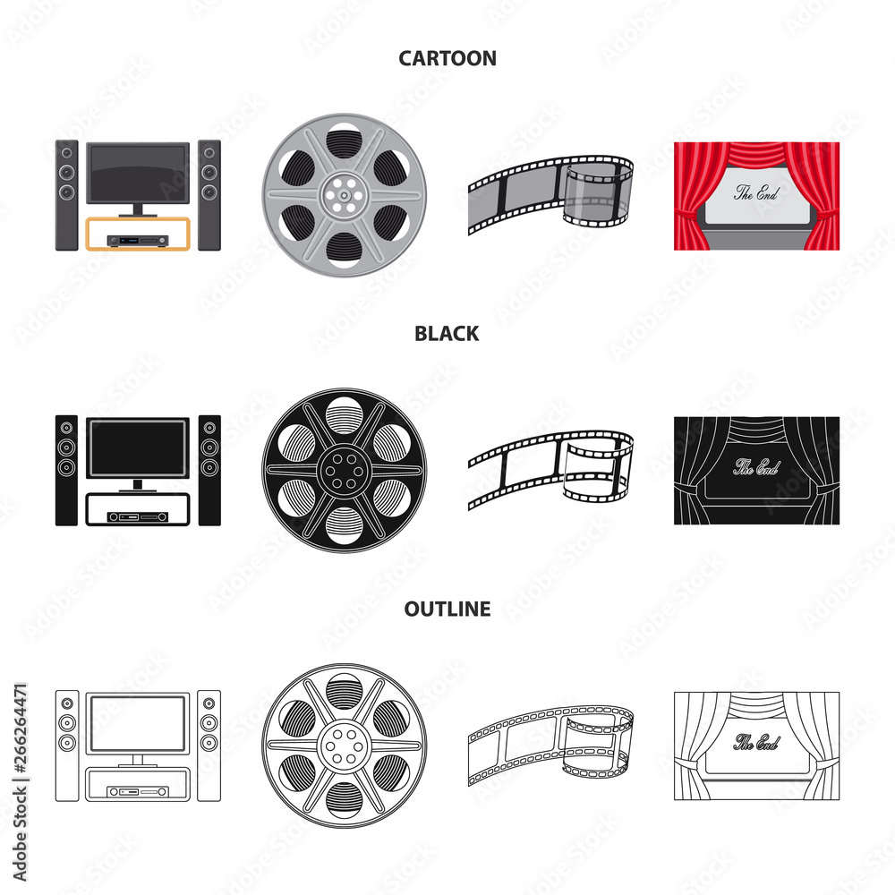 Vector illustration of television and filming logo. Set of television and viewing stock symbol for web.