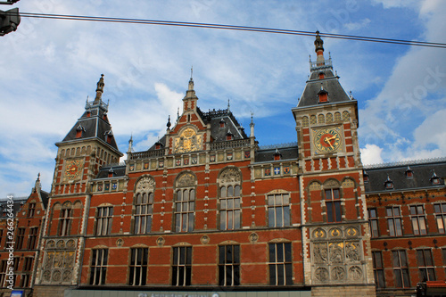 Amsterdam Central Train Station at sunset, the Netherlands