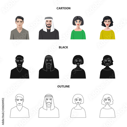 Vector design of hairstyle and profession  logo. Collection of hairstyle and character  vector icon for stock.