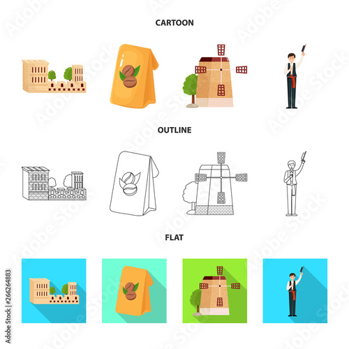 Vector design of  and historic symbol. Collection of  and country stock vector illustration.