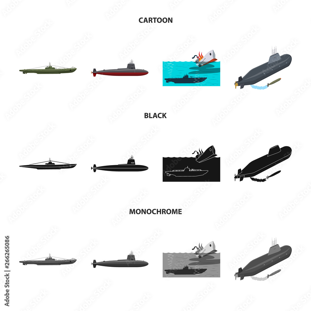 Isolated object of war  and ship sign. Set of war  and fleet vector icon for stock.