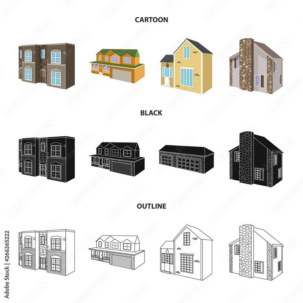 Vector design of facade and housing sign. Collection of facade and infrastructure stock symbol for web.