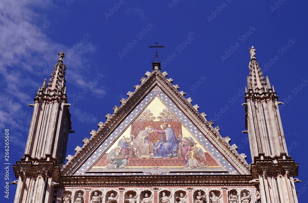 Detail of the facade of Orvieto cathedral, Italy
