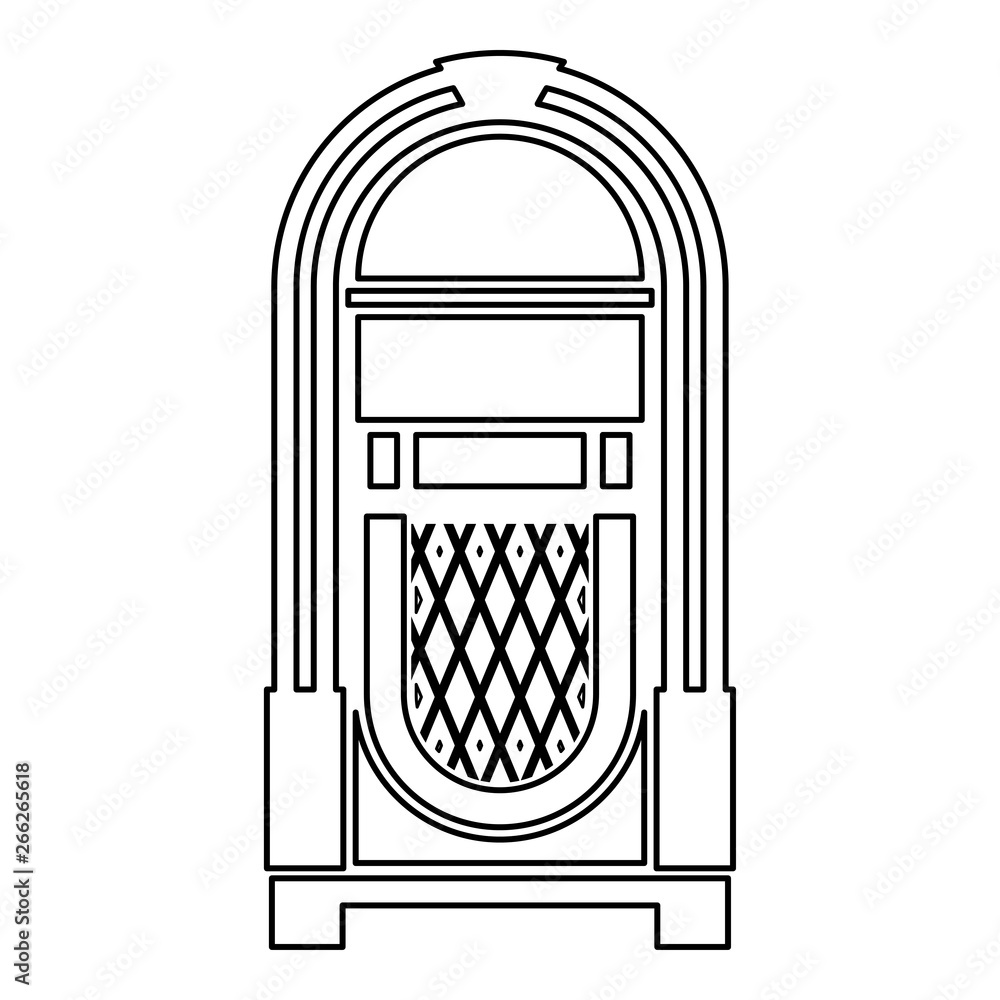 Vettoriale Stock Jukebox Juke box automated retro music concept vintage  playing device icon outline black color vector illustration flat style  image | Adobe Stock