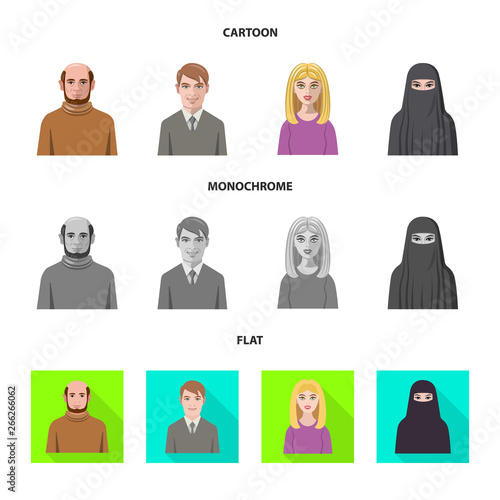 Vector design of hairstyle and profession  symbol. Collection of hairstyle and character  stock vector illustration.