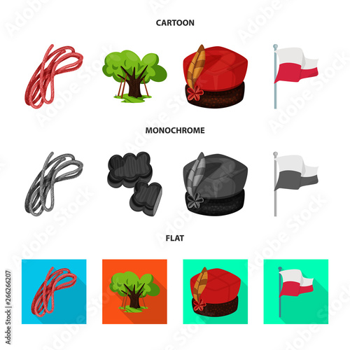 Vector design of traditional and tour sign. Collection of traditional and landmarks stock symbol for web.