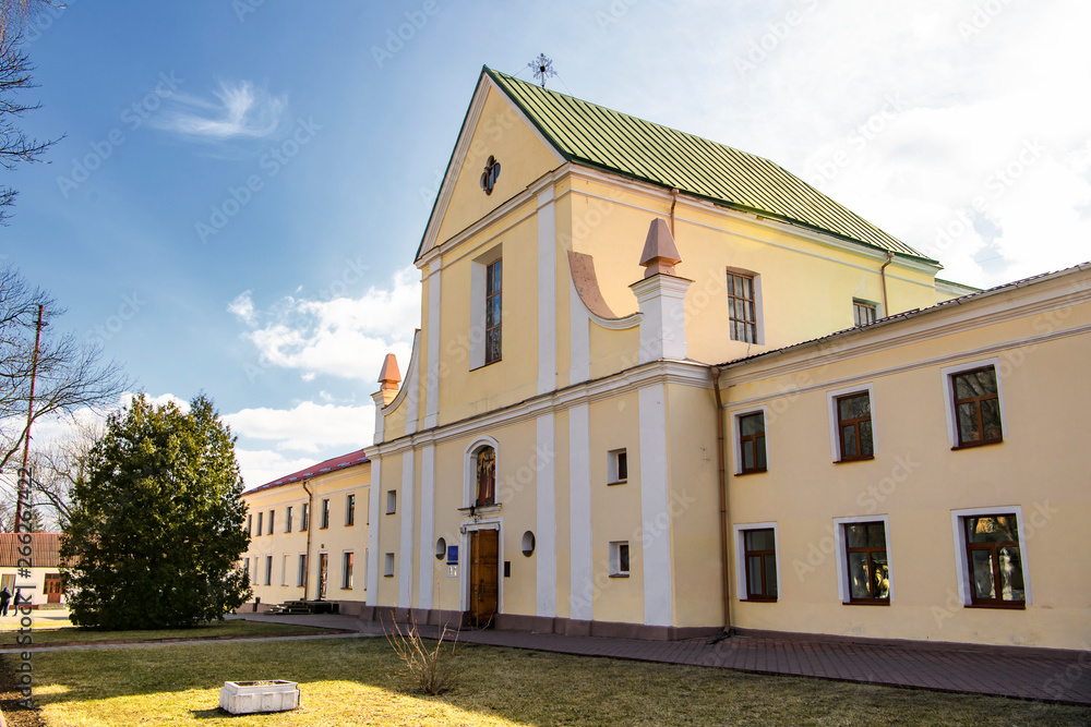 Fototapeta premium Student and Teacher Church of St. Fedir (Theodore) Ostroh in National University Ostroh Academy. Ostroh, Ukraine. 01-03-2019