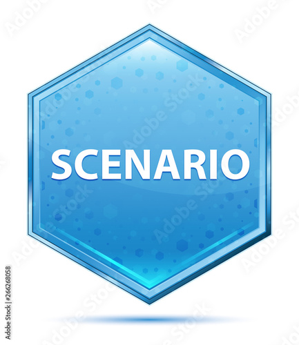 Scenario crystal blue hexagon button