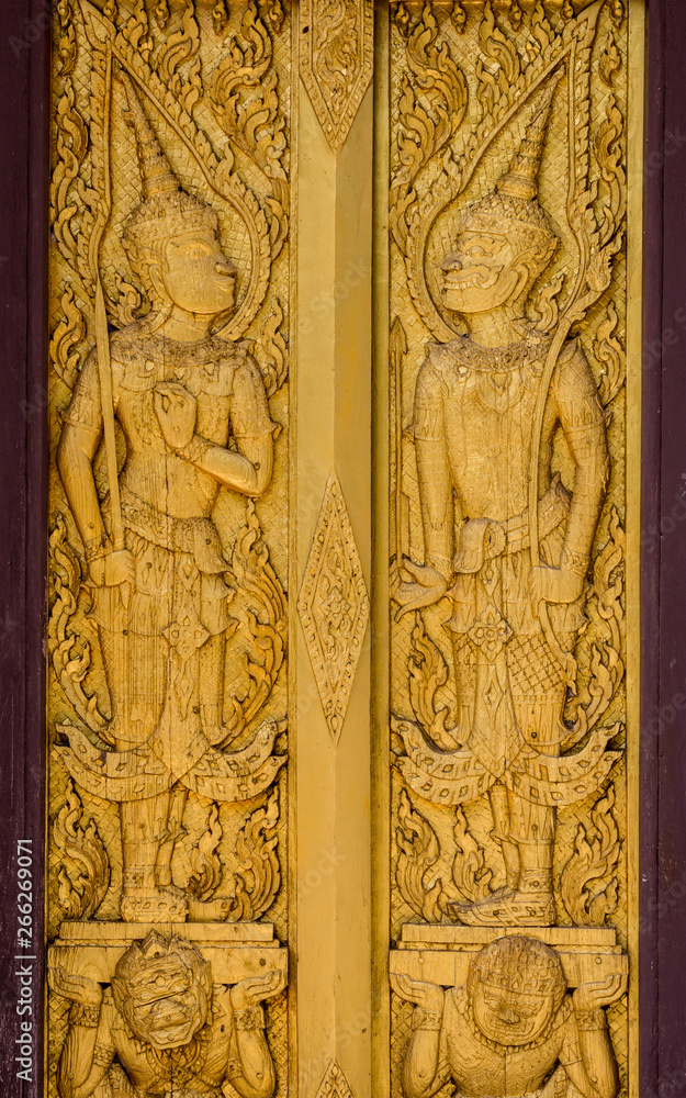 old door of thai temple