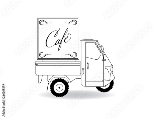 Dreirad Caféschild Kontur