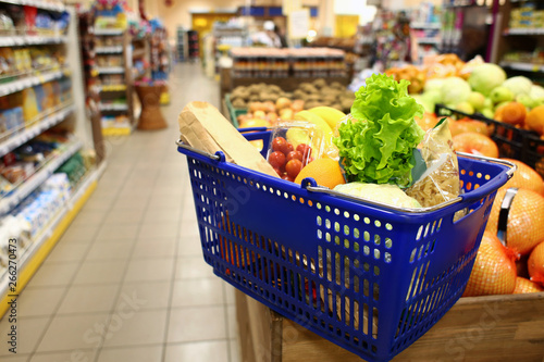 Shopping basket with fresh ...