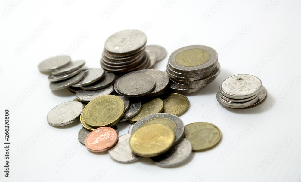 Thai baht coin on white background Thai baht coin on white background