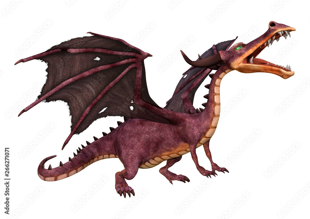 3D Rendering Fairy Tale Dragon on White 3D Rendering Fairy Tale Dragon on White